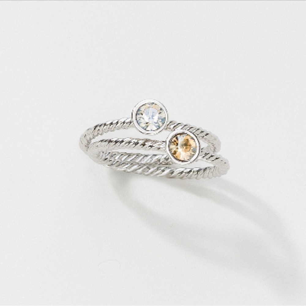 NWT Touchstone Crystal Trinket Rings Size 7
